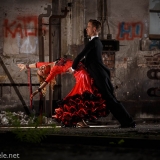 ballroom dancers in a old roundhouse